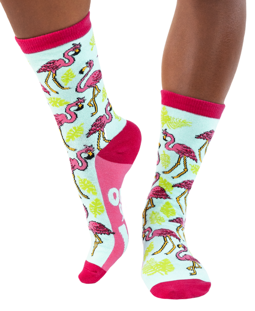 Lazy One On My Last Leg Flamingo Crew Sock