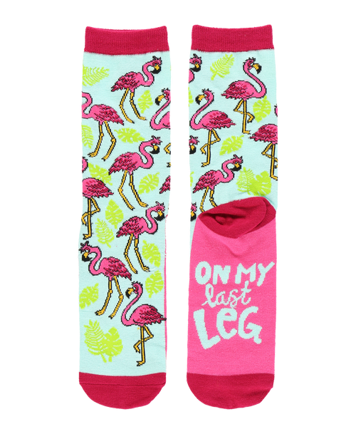 Lazy One On My Last Leg Flamingo Crew Sock