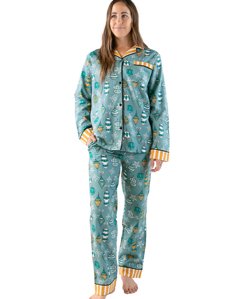 lazy one Ornament Women's Button Down Pajama Set