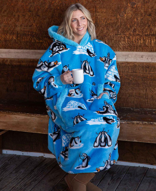 Lazy One Out Cold Penguin Blanket Hoodie