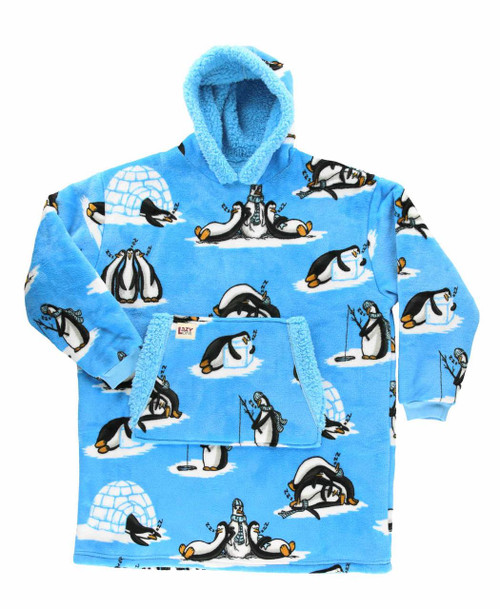 Lazy One Out Cold Penguin Kid Blanket Hoodie