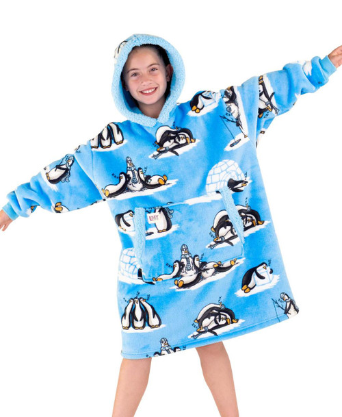 lazy one Out Cold Penguin Kid Blanket Hoodie