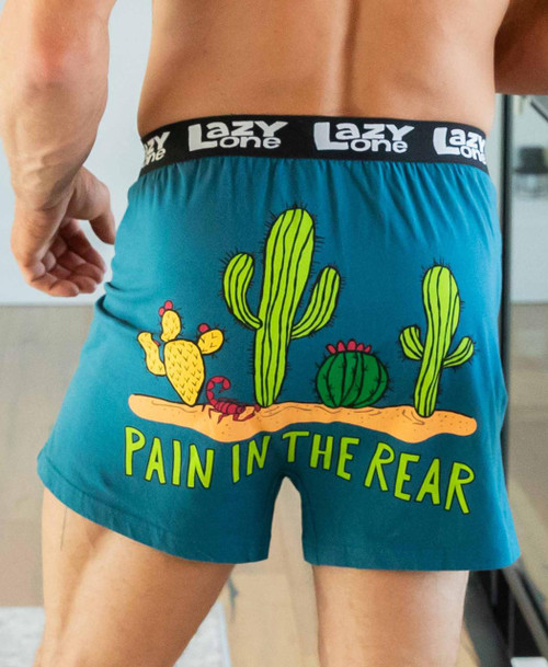 Lazy One Pain In The Rear Men's Cactus Funny Boxer