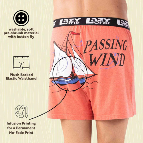 Lazy One Passing Wind Men's Sailboat Funny Boxer