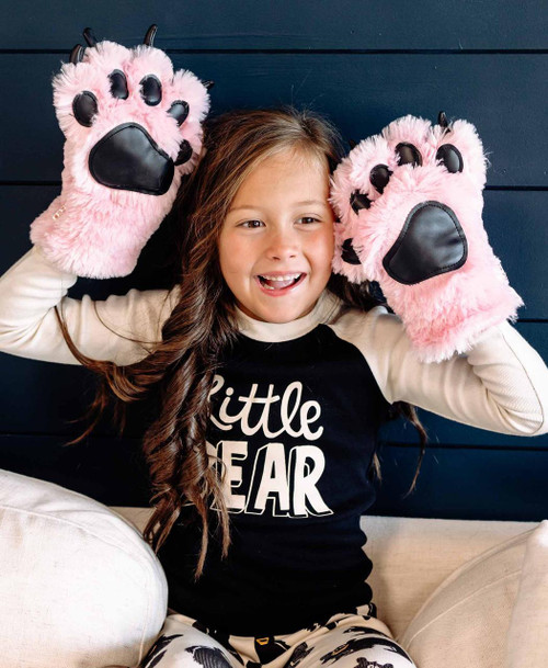 Lazy One Pink Bear Kid And Adult Paw Mitt