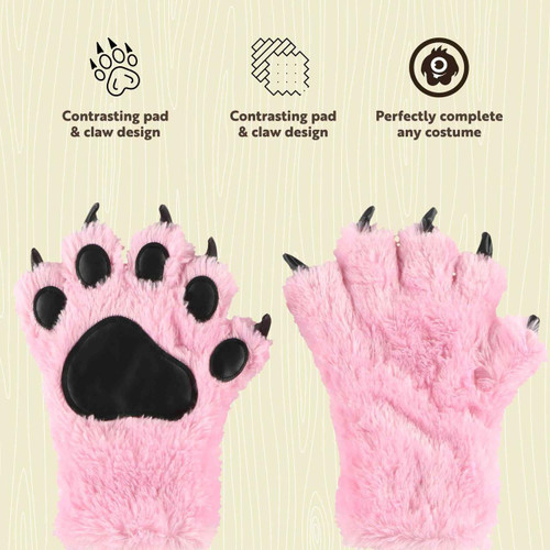 Lazy One Pink Bear Kid And Adult Paw Mitt