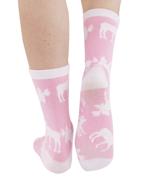Lazy One Pink Classic Moose Crew Sock