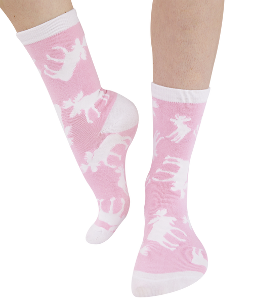 lazy one Pink Classic Moose Crew Sock