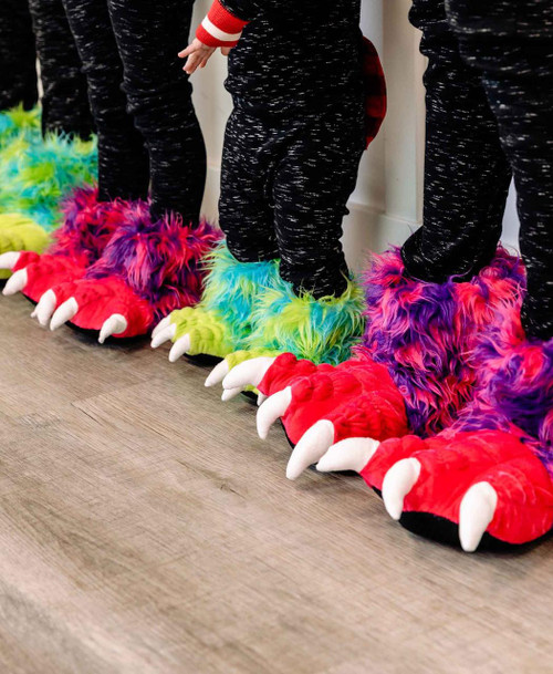 Lazy One Pink Monster Kid And Adult Paw Slipper