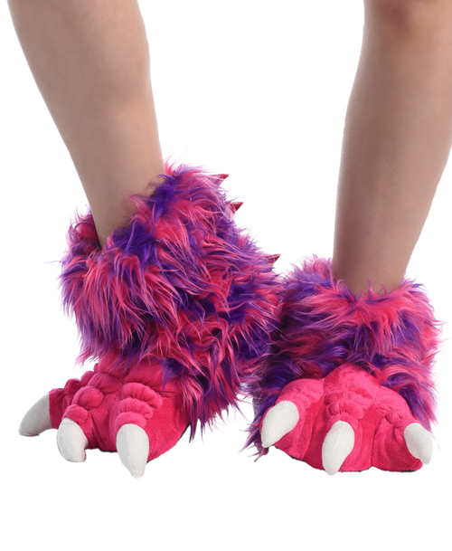lazy one Pink Monster Kid and Adult Paw Slipper