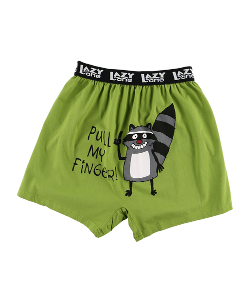 Lazy One Pull My Finger Men's Funny Raccoon Boxer