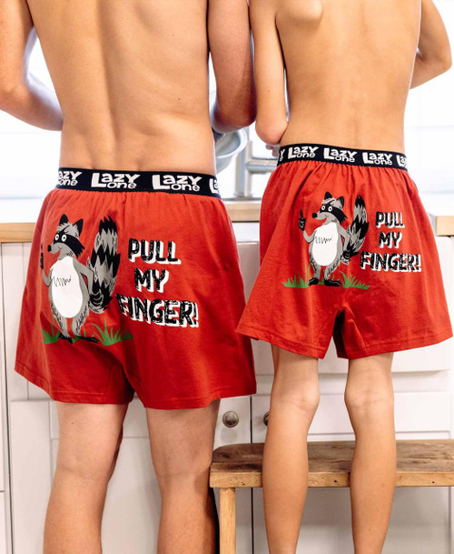 Lazy One Pull My Finger Raccoon Red Kid Boxer
