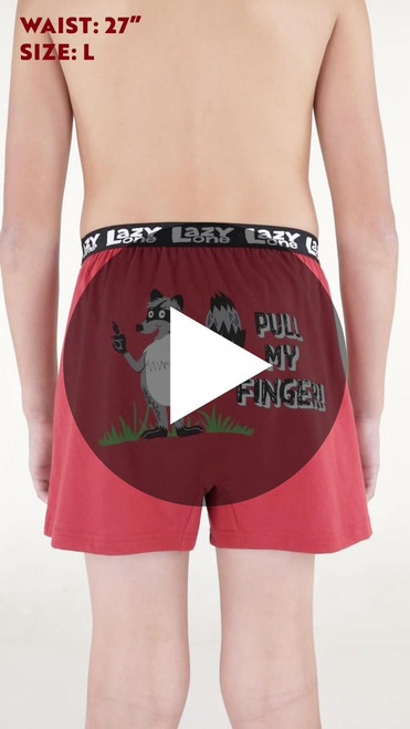 Lazy One Pull My Finger Raccoon Red Kid Boxer