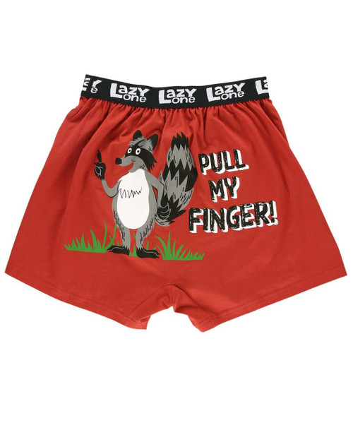 lazy one Pull My Finger Raccoon Red Kid Boxer