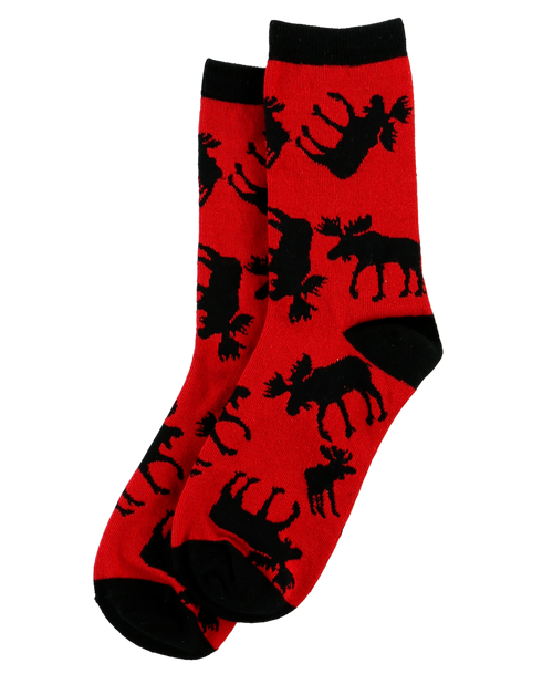 Lazy One Red Classic Moose Crew Sock