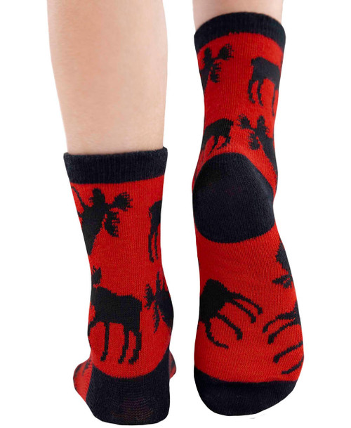 Lazy One Red Classic Moose Kid Sock