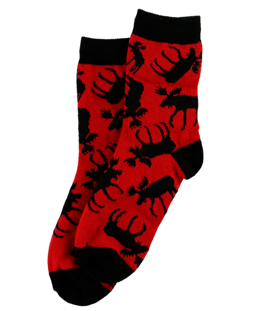 Lazy One Red Classic Moose Kid Sock