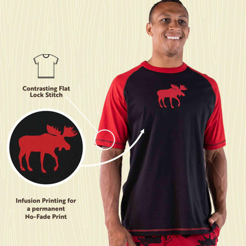 Lazy One Red Classic Moose Men's PJ Tee