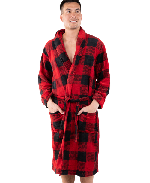 lazy one Red Plaid Men's Bathrobe