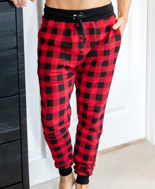 Lazy One Red Plaid Men's Long Johns