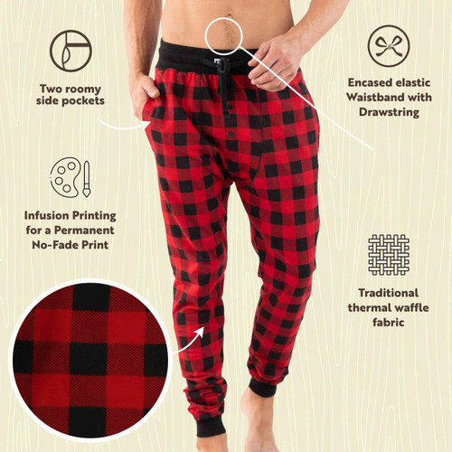 Lazy One Red Plaid Men's Long Johns
