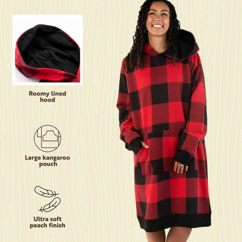 Lazy One Red Plaid Sleep Hoodie