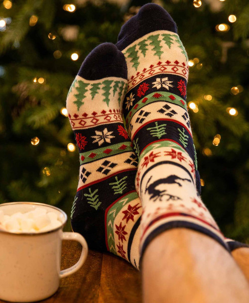 Lazy One Reindeer Fair Isle Crew Sock