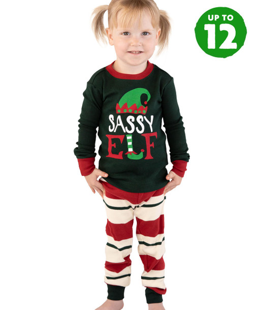lazy one Sassy Elf Kid's Long Sleeve PJ's