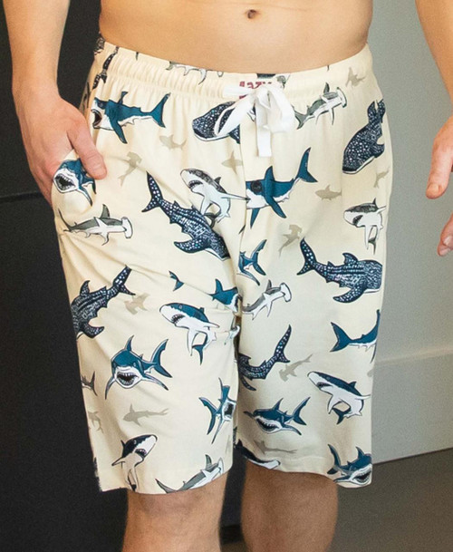 Lazy One Sharks Men's Pajama Shorts