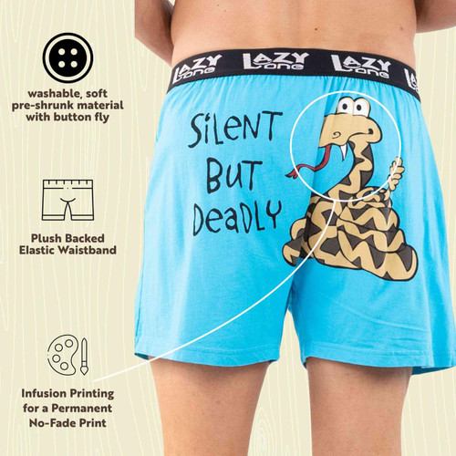 Lazy One Silent But Deadly Men's Snake Funny Boxer