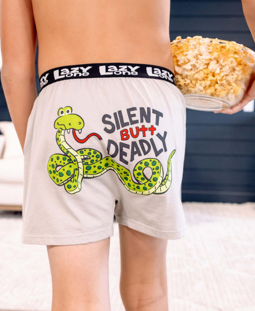 Lazy One Silent Butt Deadly Snake Grey Kid Boxer