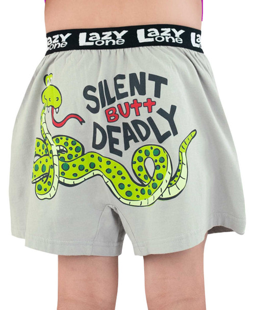 lazy one Silent Butt Deadly Snake Grey Kid Boxer