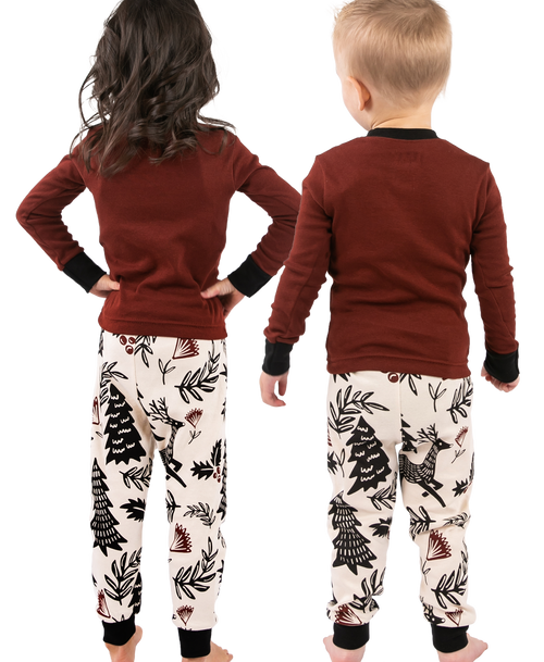 Lazy One Silent Night Kid's Long Sleeve Deer PJ's
