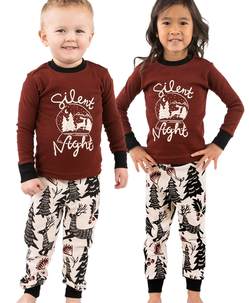 lazy one Silent Night Kid's Long Sleeve Deer PJ's