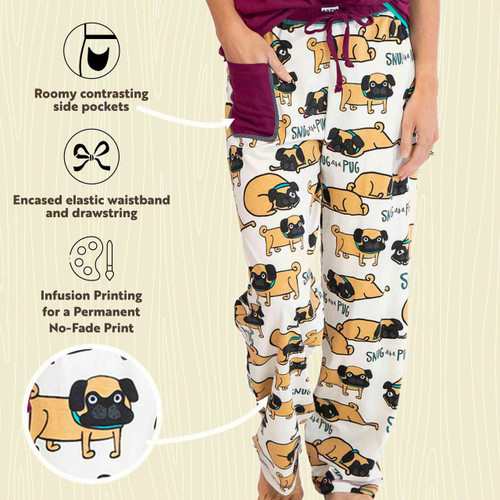 Lazy One Snug As A Pug Women's Regular Fit PJ Pant