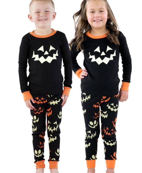 lazy one Spooky Faces Kid's Long Sleeve PJ's