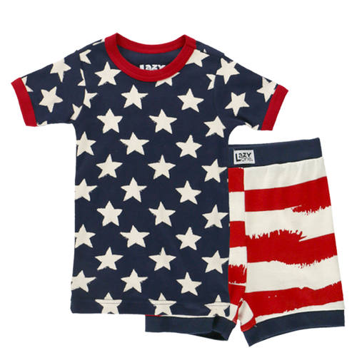 Lazy One Stars & Stripes Kid's PJ Short Set