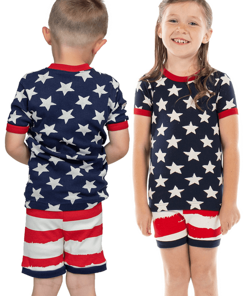 lazy one Stars & Stripes Kid's PJ Short Set