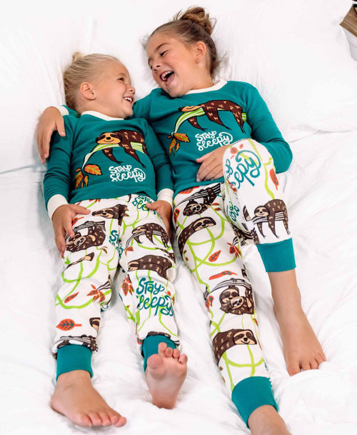 Lazy One Stay Sleepy Long Sleeve Kid's Sloth PJ's