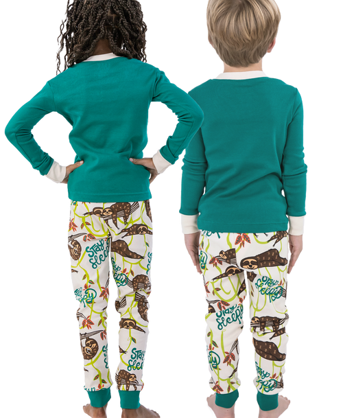 Lazy One Stay Sleepy Long Sleeve Kid's Sloth PJ's