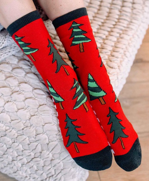 Lazy One Striped Trees Crew Sock