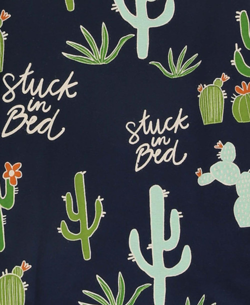 Lazy One Stuck In Bed Cactus Blue PJ Short Set