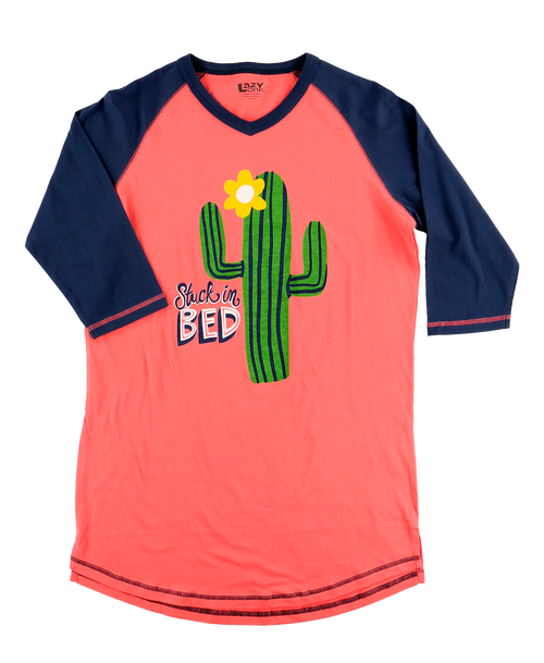 Lazy One Stuck In Bed Women's Cactus Tall Tee