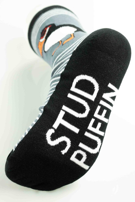 Lazy One Stud Puffin Blue Crew Sock