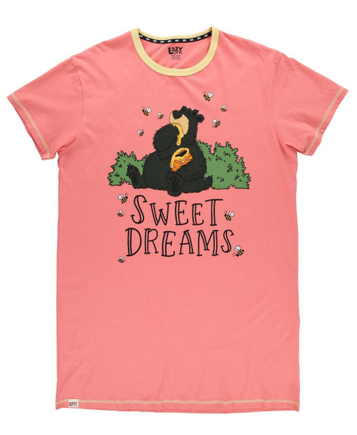Lazy One Sweat Dreams Bear Women's Pink Nightshirt