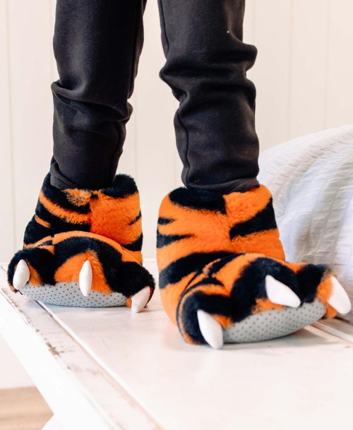 Lazy One Tiger Kid And Adult Paw Slipper