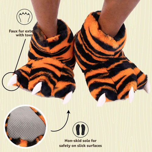 Lazy One Tiger Kid And Adult Paw Slipper