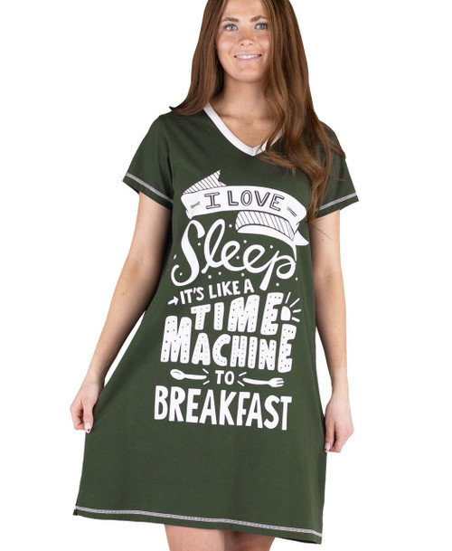 lazy one Time Machine Women's V-neck Nightshirt