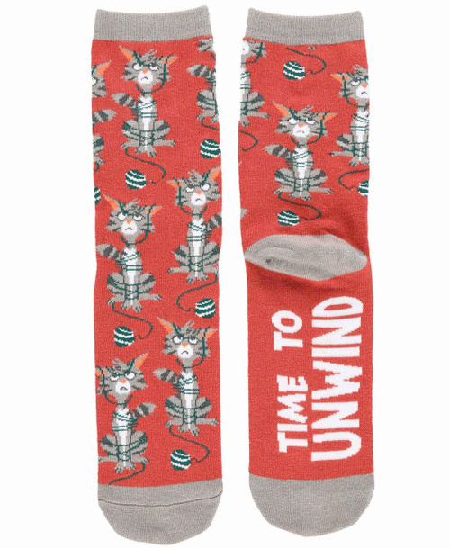 Lazy One Time To Unwind Cat Crew Socks