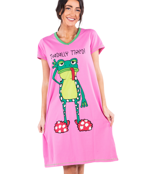 lazy one Toadally Tired Women's V-neck Nightshirt